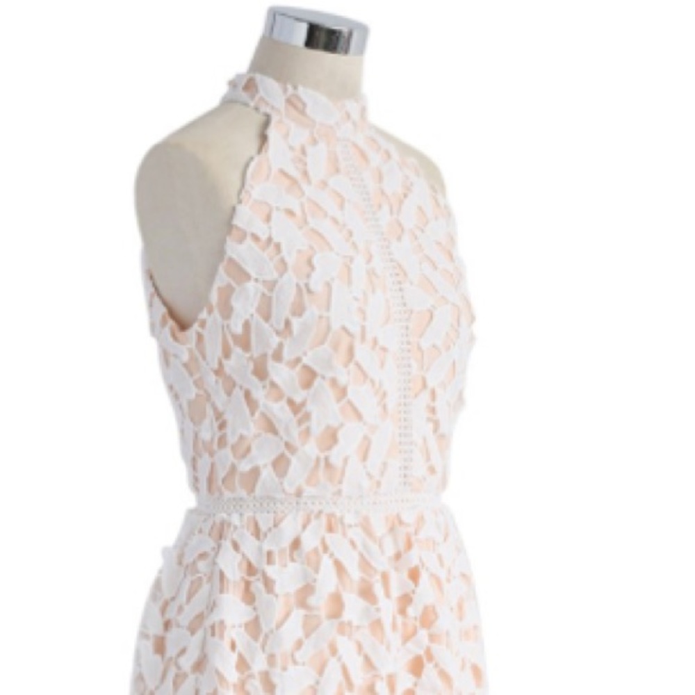 Chicwish Leaf Crochet White Dress